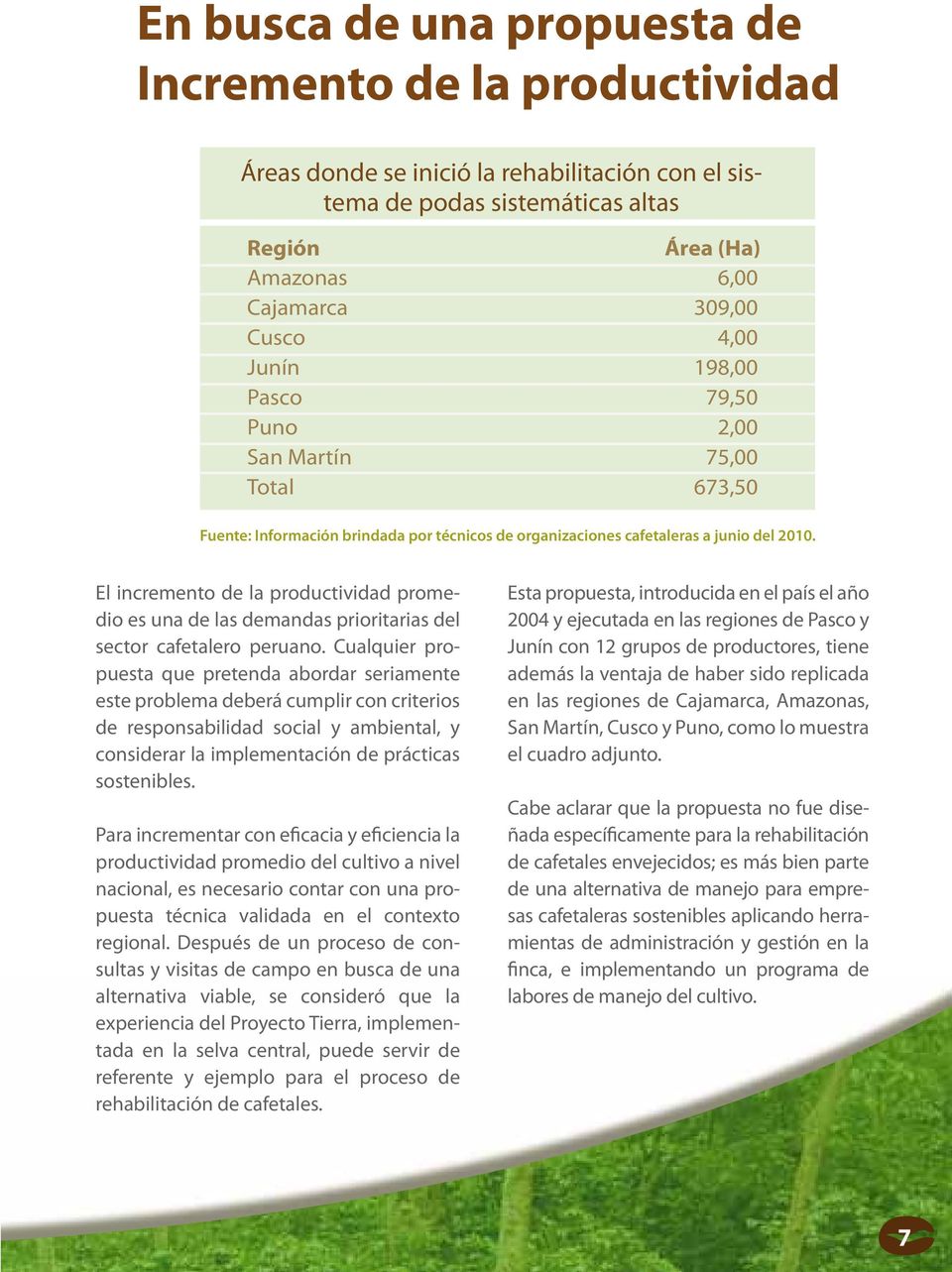 El incremento de la productividad promedio es una de las demandas prioritarias del sector cafetalero peruano.