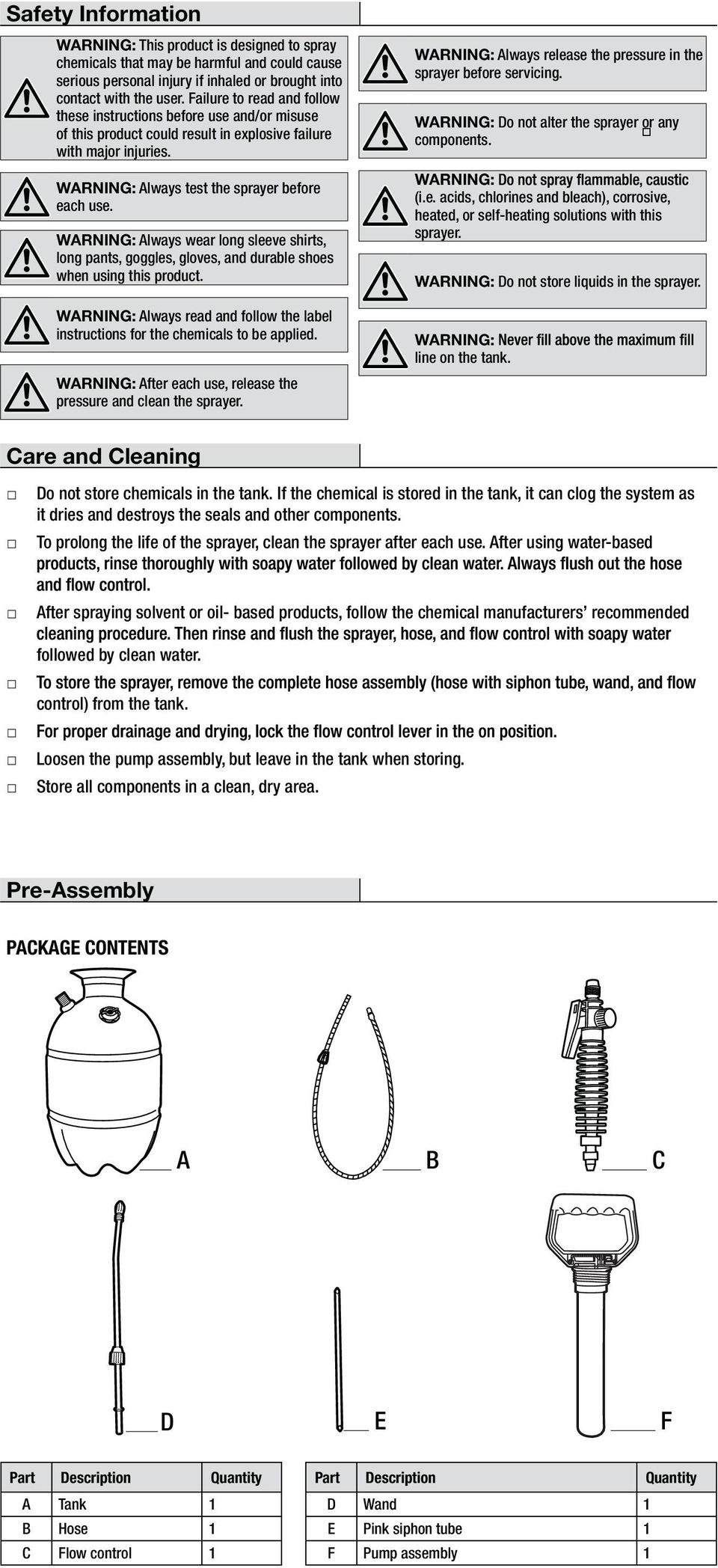 WRNING: lways wear long sleeve shirts, long pants, goggles, gloves, and durable shoes when using this product. WRNING: lways read and follow the label instructions for the chemicals to be applied.