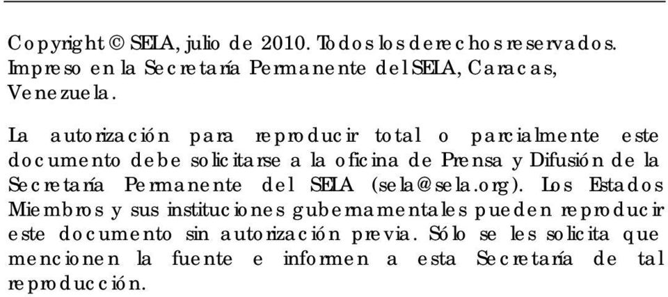 Secretaría Permanente del SELA (sela@sela.org).