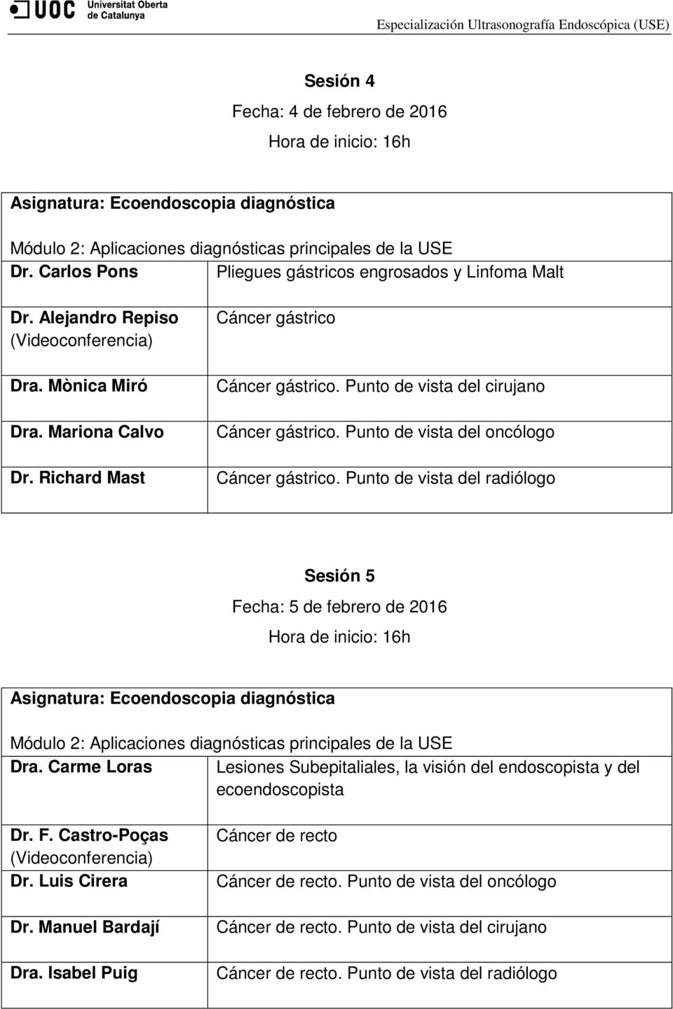Punto de vista del radiólogo Sesión 5 Fecha: 5 de febrero de 2016 Asignatura: Ecoendoscopia diagnóstica Módulo 2: Aplicaciones diagnósticas principales de la USE Dra.