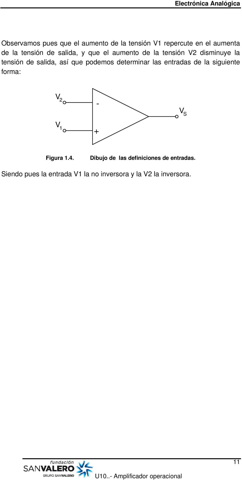 determinar las entradas de la siguiente forma: V 2 V 1 Figura 1.4.