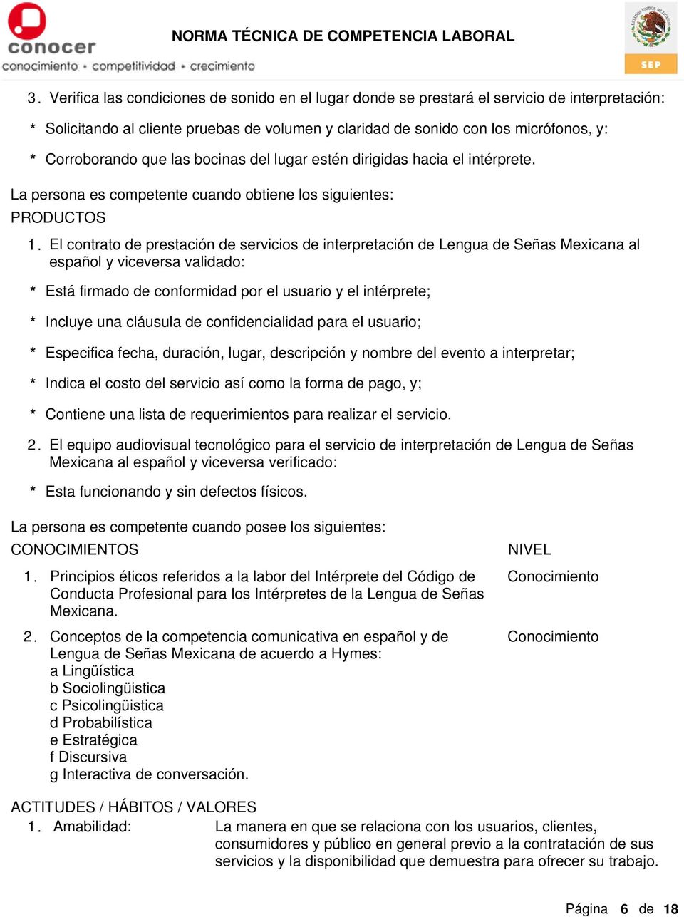 El contrato de prestación de servicios de interpretación de Lengua de Señas Mexicana al español y viceversa validado: * Está firmado de conformidad por el usuario y el intérprete; * Incluye una