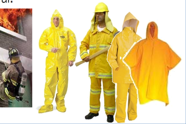Protección Corporal: Equipo auto contenido Traje para bomberos Trajes para protección de químicos Traje para protección de calor Traje para protección intemperie.