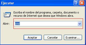 Interprete comandos de Windows. Para abrir el intérprete de comandos de Windows podemos utilizar tres caminos: 1.