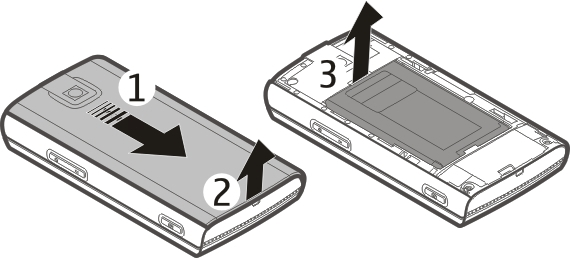 8 Pasos iniciales Insertar la tarjeta SIM y la batería Nota: Apague el dispositivo y desconecte el cargador y cualquier otro dispositivo antes de retirar las cubiertas.