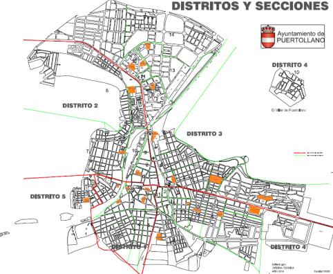 2. DISTRIBUCIÓN GEOGRÁFICA 1. Total de habitantes de Puertollano distribuido distrito, sección y sexo.