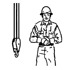 Seguridad en trabajo de riggers Avance: Extender un brazo hacia delante con la mano abierta y levantada, hacer un