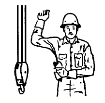 Seguridad en trabajo de riggers Avance con ambas orugas: Con los dos puños realice un movimiento circular indicando la dirección del movimiento (hacia adelante o hacia tras).