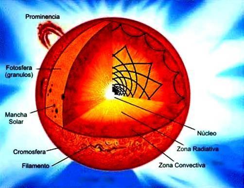 La Estructura del Sol Núcleo: 15 millones de grados K Zona radiativa: 8 millones