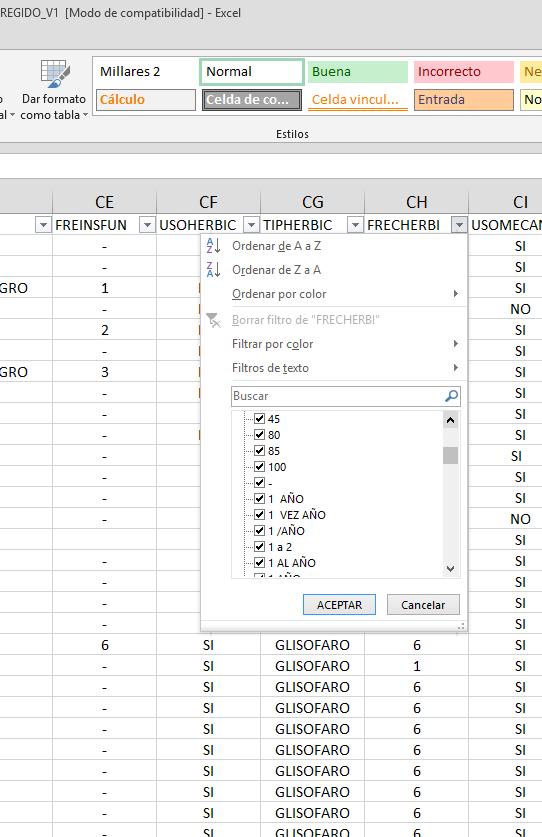 Matriz de información en Excel modificada Una sola hoja de Excel con los datos de todas las provincias y los