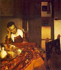 COLORES CALIDOS Artista: Jan Vermeer Título: Niña Dormida en una Mesa Año: 1657