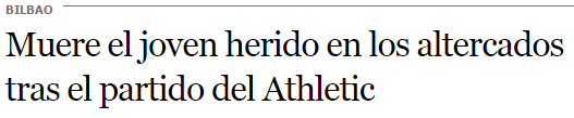8 de diciembre de 1998. Aitor Zabaleta, de 28 años, seguidor de la Real Sociedad, murió en los aledaños del Calderón al recibir una puñalada en el corazón 7 de octubre de 2003.