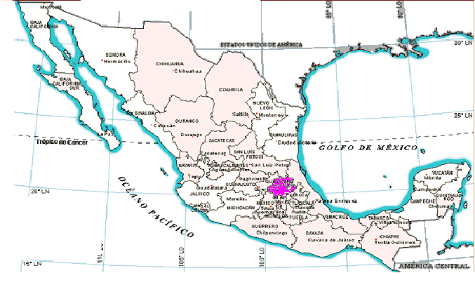 1. Ubicación espacial del Estado de Hidalgo El Estado de Hidalgo se encuentra ubicado en el Altiplano Central del territorio nacional, sobre una superficie de 20,987 kilómetros cuadrados y una