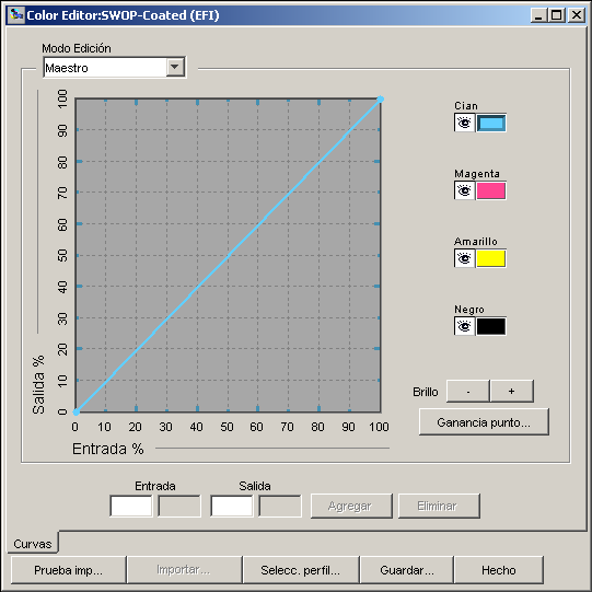 COLORWISE PRO TOOLS 23 2 Haga clic en Color Editor. En Simulación aparecen los perfiles de simulación residentes del EX Print Server.