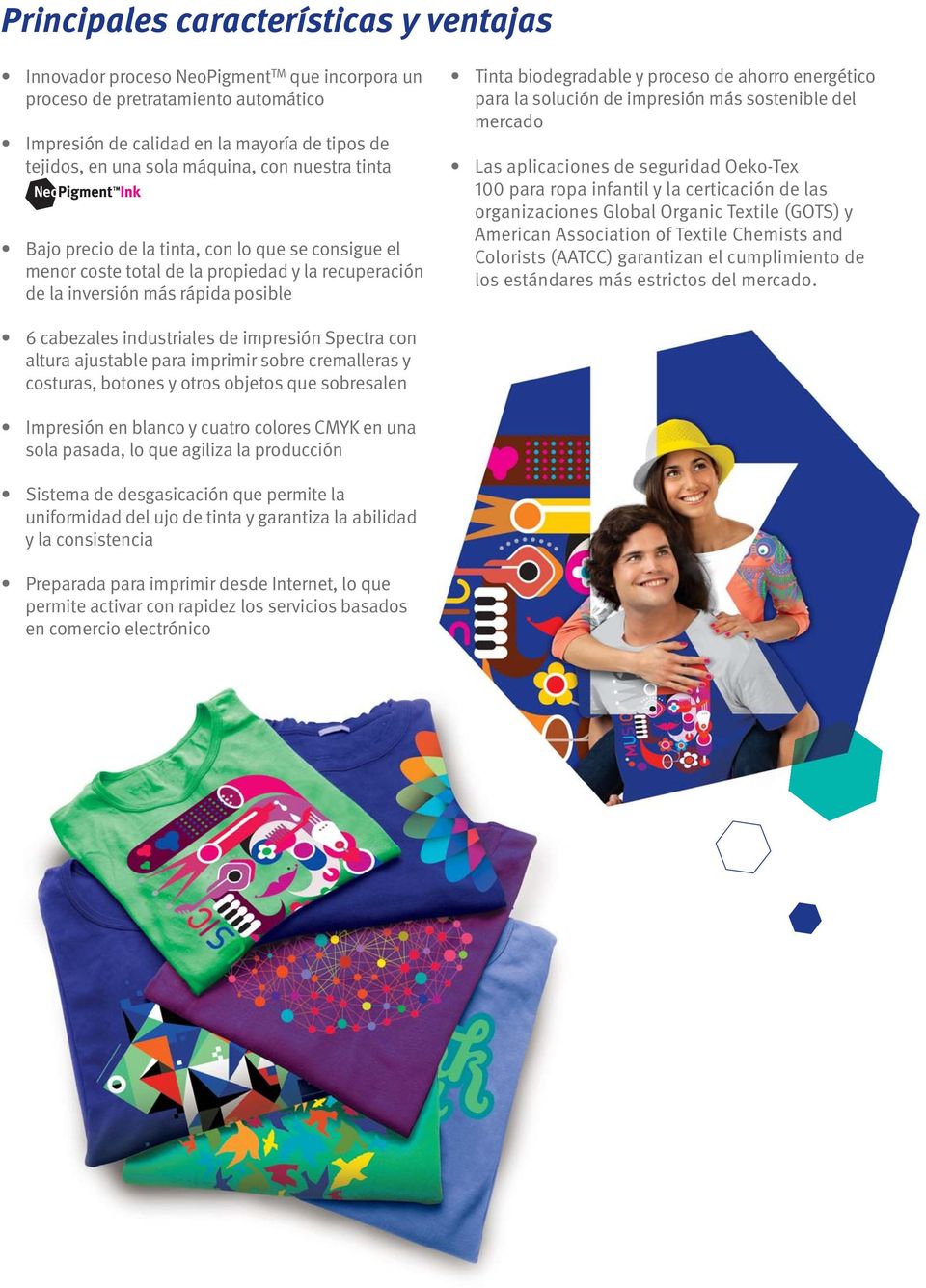 ahorro energético para la solución de impresión más sostenible del mercado Las aplicaciones de seguridad Oeko-Tex 100 para ropa infantil y la certicación de las organizaciones Global Organic Textile
