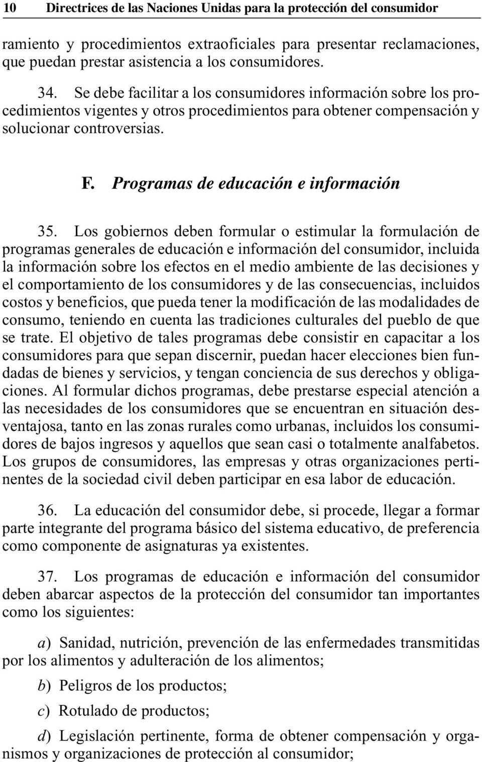 Programas de educación e información 35.