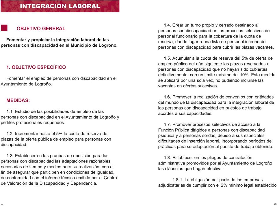 1. Estudio de las posibilidades de empleo de las personas con discapacidad en el Ayuntamiento de Logroño y perfiles profesionales requeridos. 1.2.