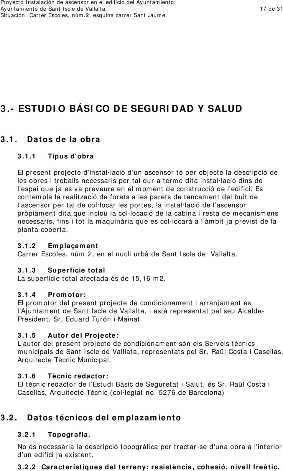 3.- ESTUDIO BÁSICO DE SEGURIDAD Y SALUD 3.1.