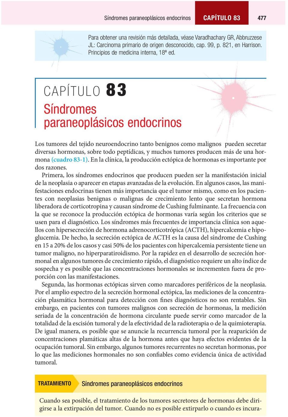CAPÍTULO 83 Síndromes paraneoplásicos endocrinos Los tumores del tejido neuroendocrino tanto benignos como malignos pueden secretar diversas hormonas, sobre todo peptídicas, y muchos tumores producen