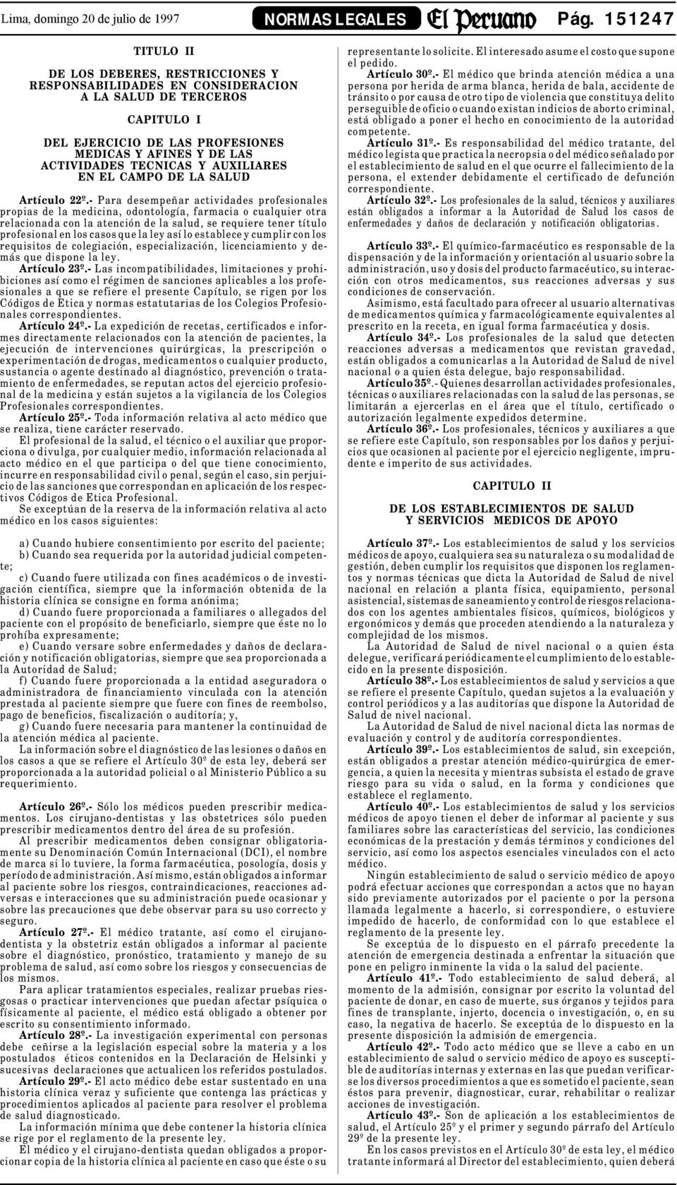 AUXILIARES EN EL CAMPO DE LA SALUD Artículo 22º.