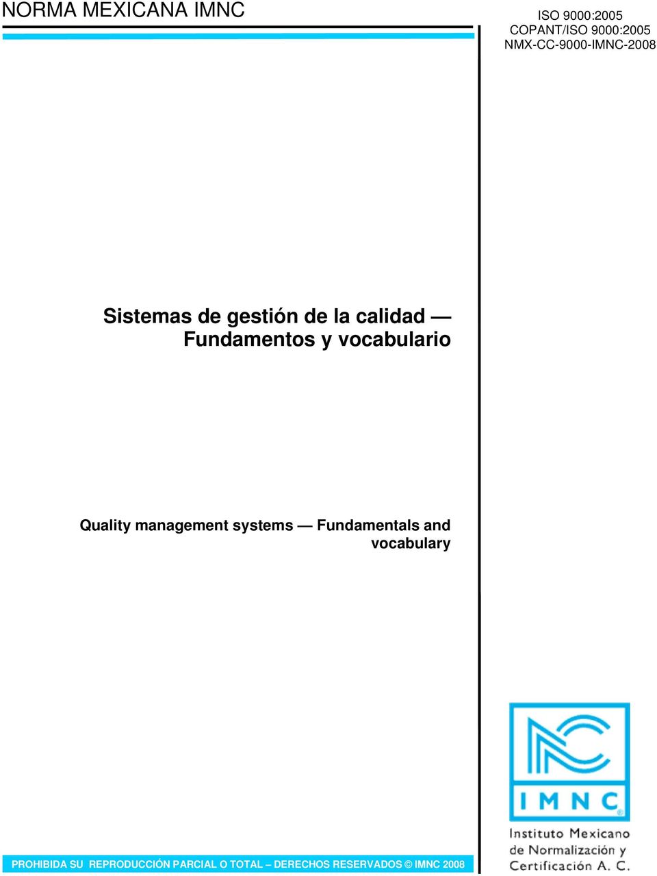 Fundamentos y vocabulario Quality management systems Fundamentals
