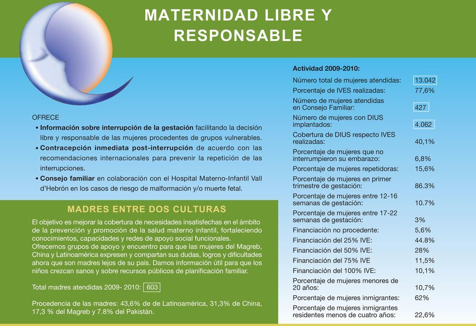 Consejo familiar en colaboración con el Hospital Materno-Infantil Vall d Hebrón en los casos de riesgo de malformación y/o muerte fetal.