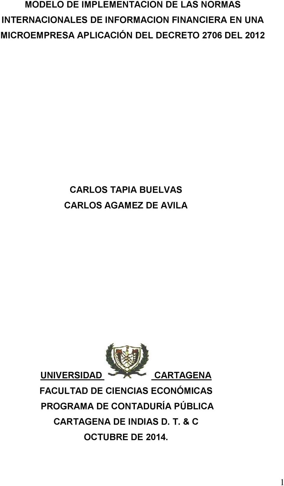 TAPIA BUELVAS CARLOS AGAMEZ DE AVILA UNIVERSIDAD CARTAGENA FACULTAD DE