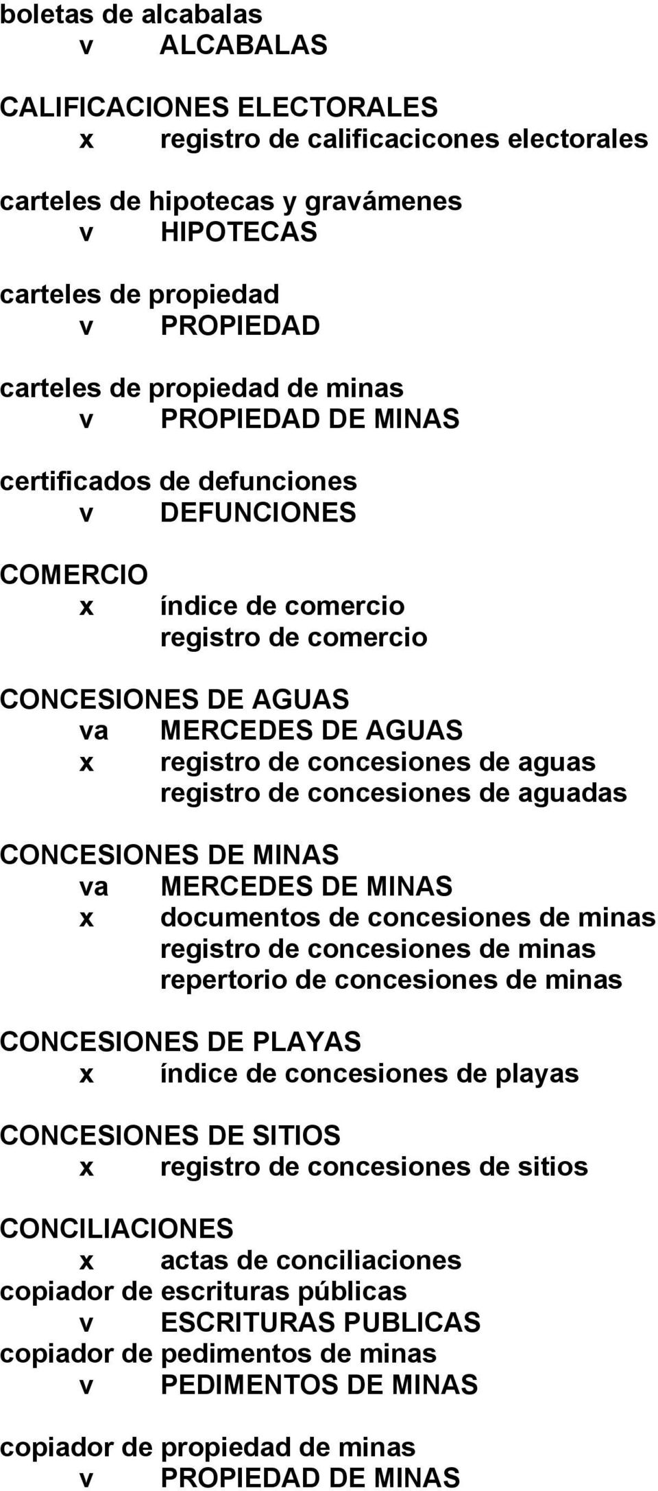 concesiones de aguas registro de concesiones de aguadas CONCESIONES DE MINAS va MERCEDES DE MINAS x documentos de concesiones de minas registro de concesiones de minas repertorio de concesiones de