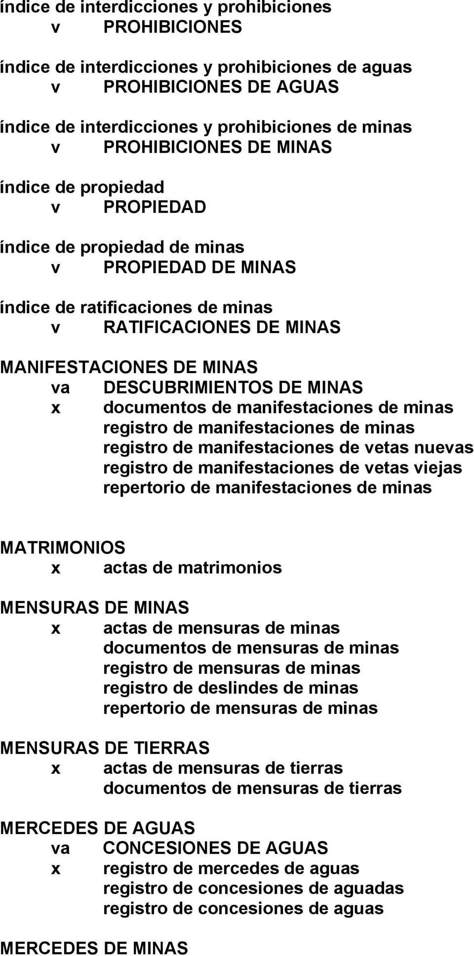 MINAS x documentos de manifestaciones de minas registro de manifestaciones de minas registro de manifestaciones de vetas nuevas registro de manifestaciones de vetas viejas repertorio de