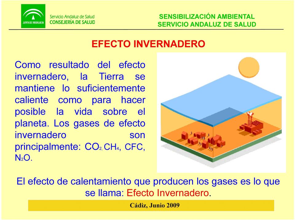 Los gases de efecto invernadero son principalmente: CO2, CH4, CFC, N2O.