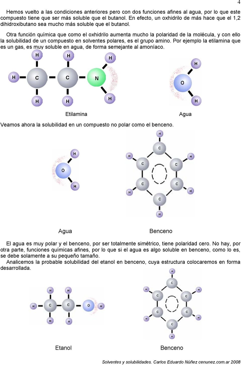 tra función química que como el oxhidrilo aumenta mucho la polaridad de la molécula, y con ello la solubilidad de un compuesto en solventes polares, es el grupo amino.
