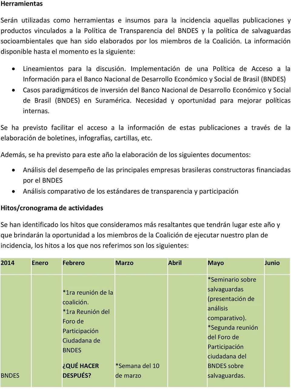 Implementación de una Política de Acceso a la Información para el Banco Nacional de Desarrollo Económico y Social de Brasil (BNDES) Casos paradigmáticos de inversión del Banco Nacional de Desarrollo