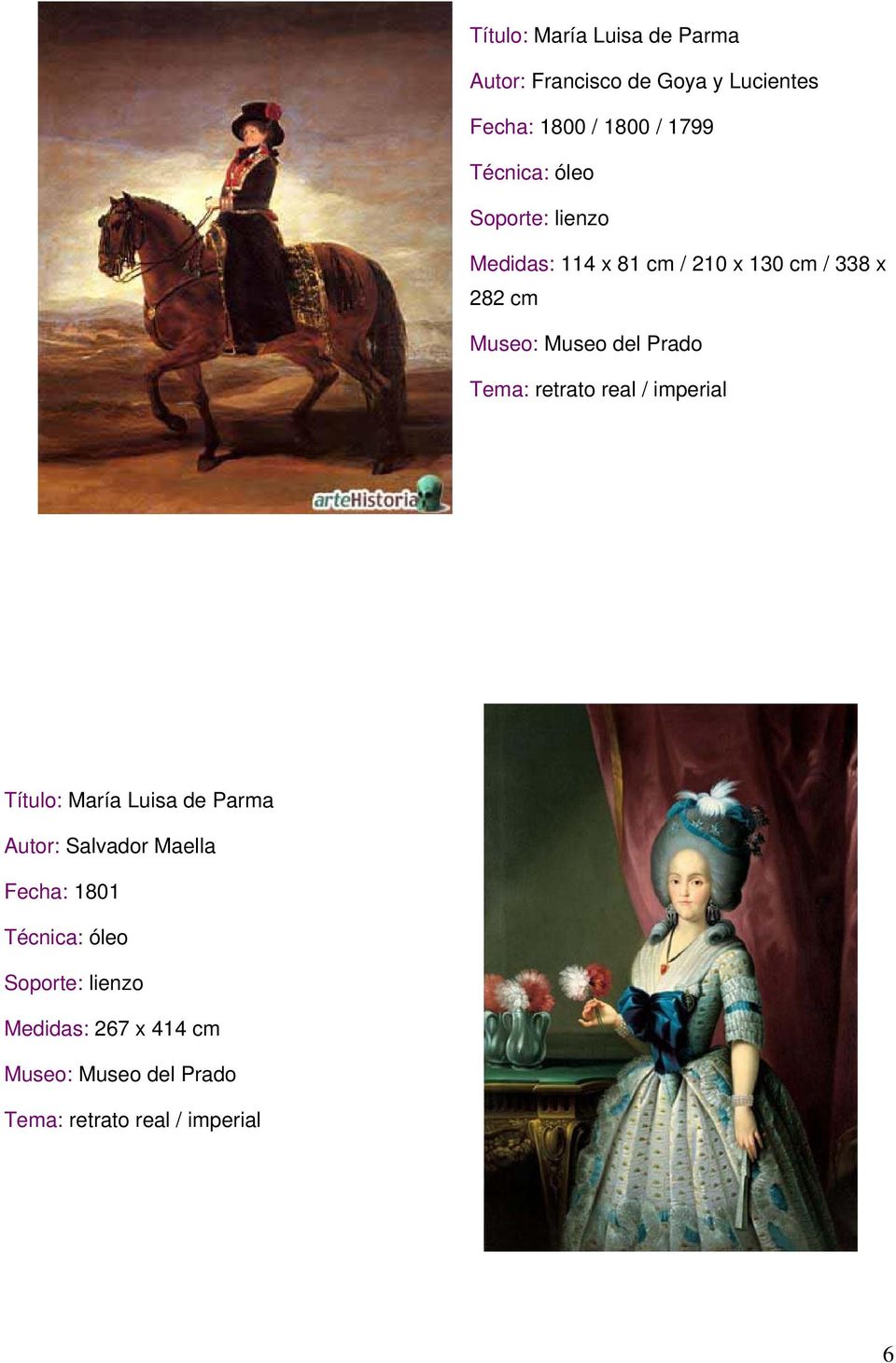 x 282 cm Museo: Museo del Prado Título: María Luisa de Parma Autor: