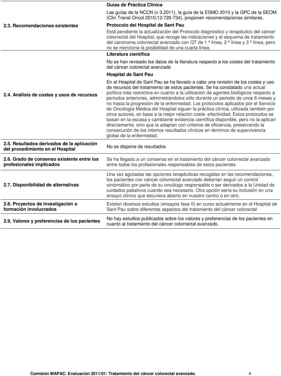 Valores y preferencias de los pacientes Guías de Práctica Clínica Las guías de la NCCN (v 3.