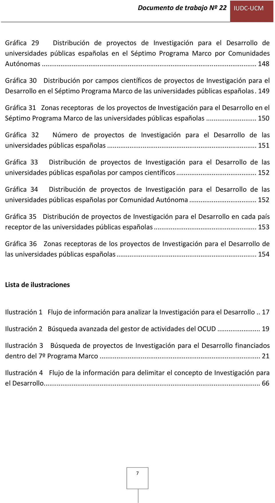 149 Gráfica 31 Zonas receptoras de los proyectos de Investigación para el Desarrollo en el Séptimo Programa Marco de las universidades públicas españolas.