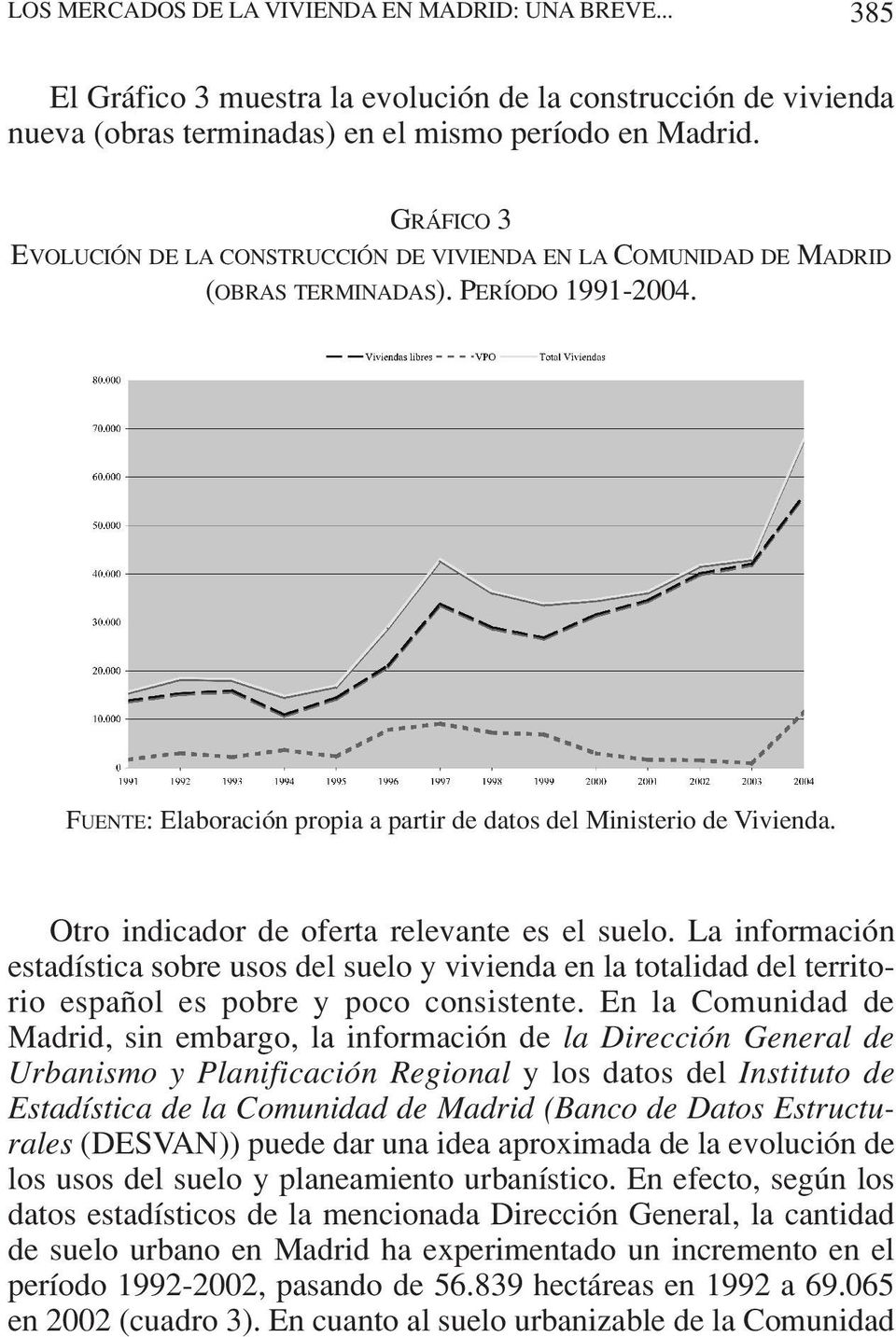Otro indicador de oferta relevante es el suelo. La información estadística sobre usos del suelo y vivienda en la totalidad del territorio español es pobre y poco consistente.