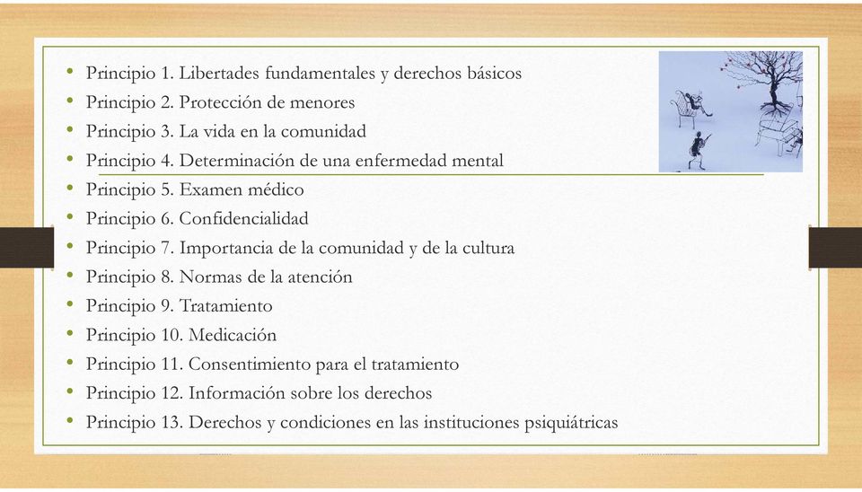 Importancia de la comunidad y de la cultura Principio 8. Normas de la atención Principio 9. Tratamiento Principio 10.