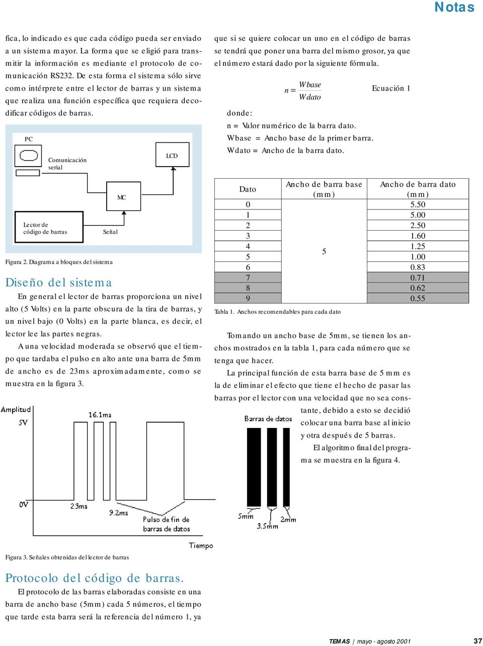 PC Comunicación serial Lector de código de barras Señal Figura 2.