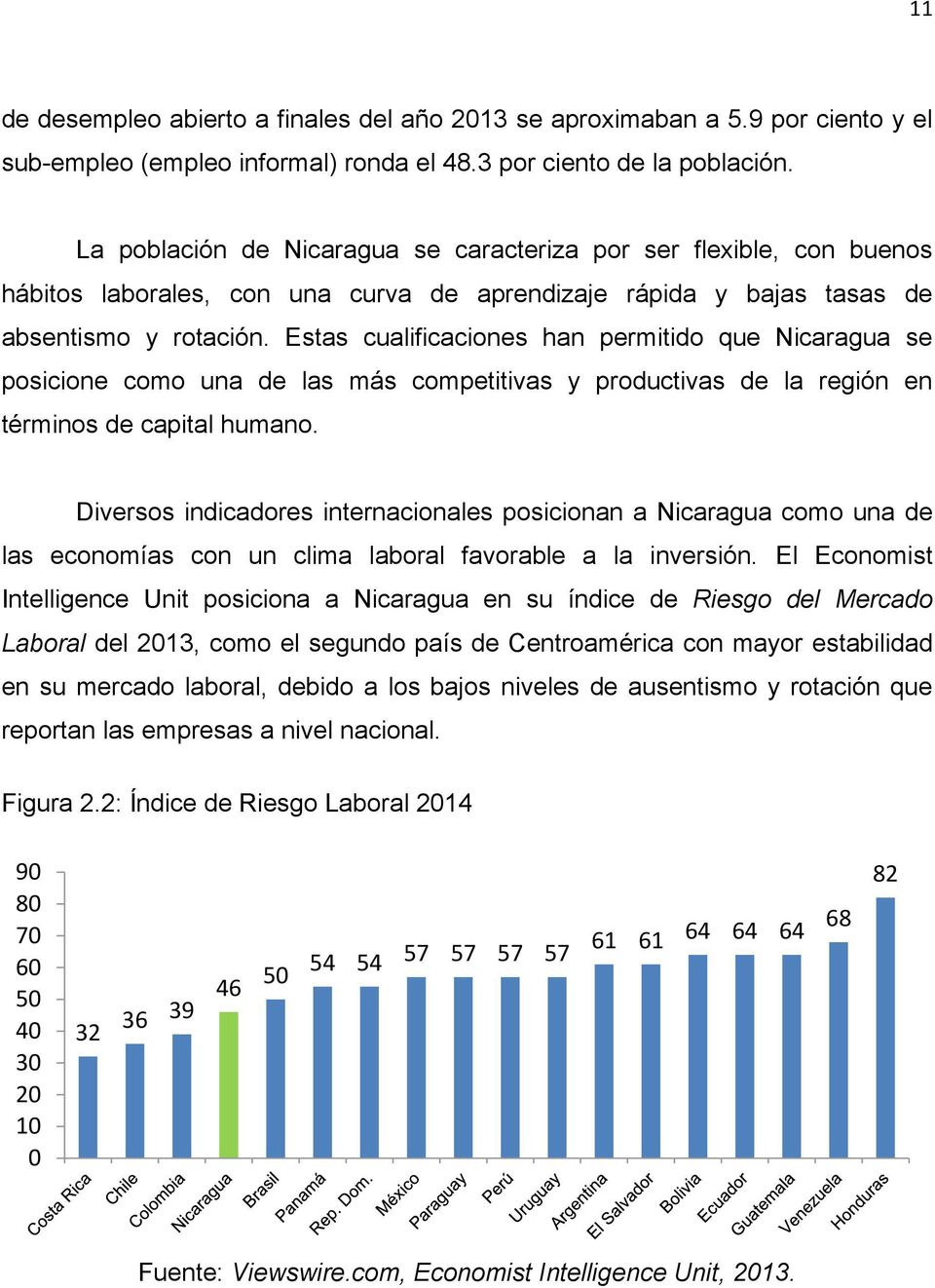 Estas cualificaciones han permitido que Nicaragua se posicione como una de las más competitivas y productivas de la región en términos de capital humano.