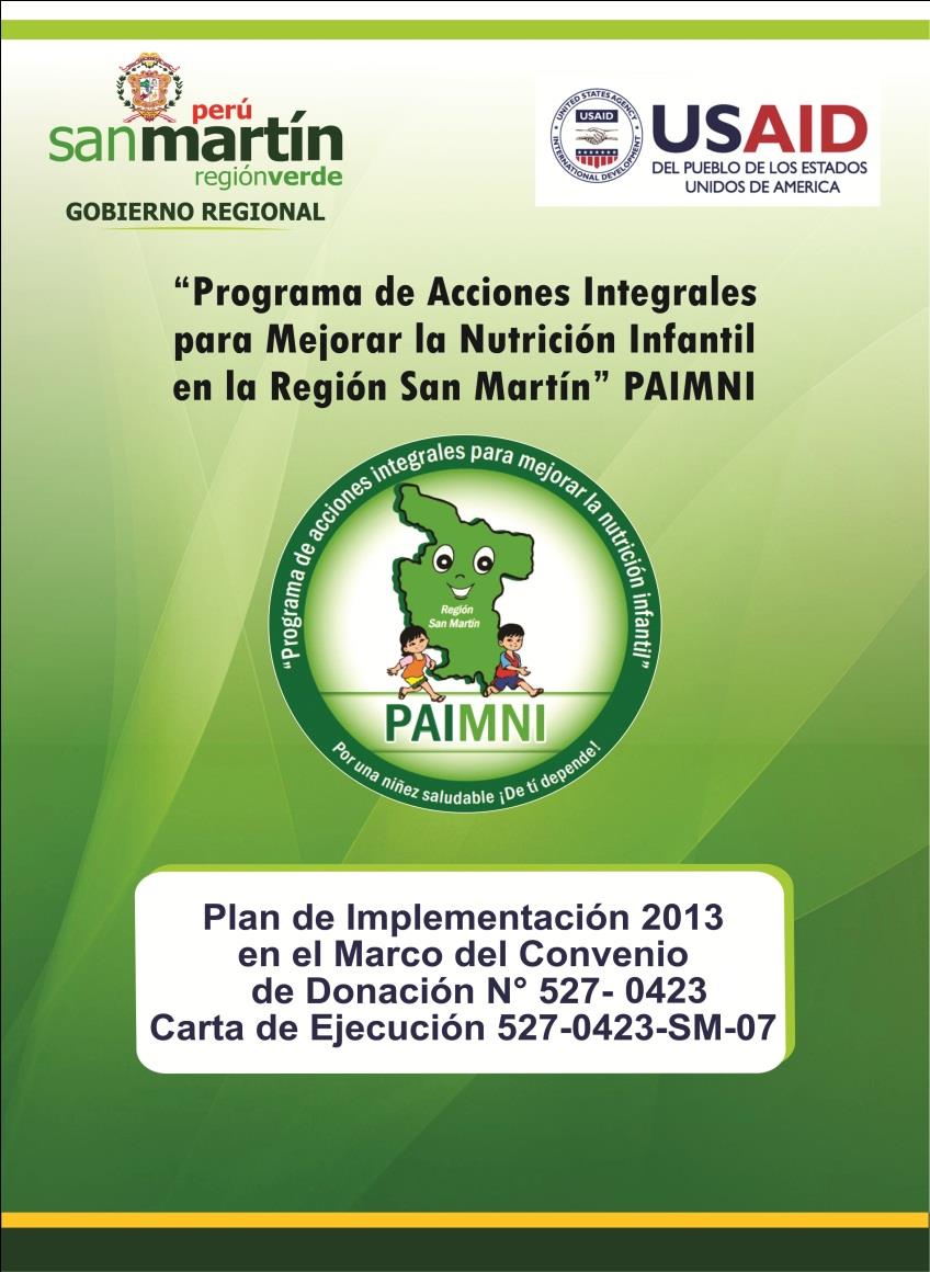 PLAN REGIONAL DE IMPLEMENTACIÓN 2013 Responsables de la Implementación, Monitoreo, Supervisión y Evaluación GRSM: GDS-Coord.