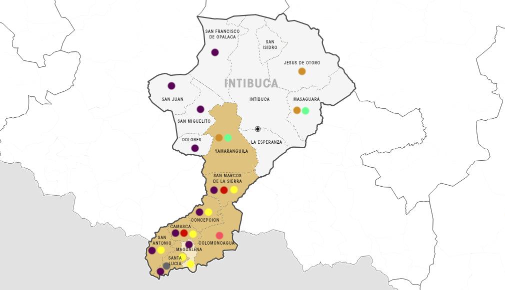 Honduras, municipios afectados por sequía en el departamento de Intibucá (al de agosto 5) San Juan San