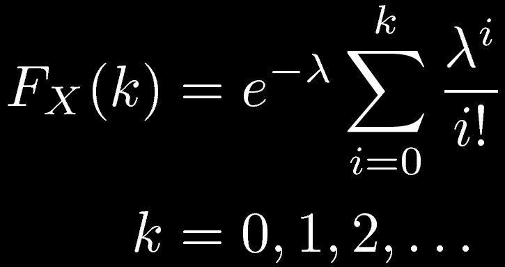 Ejemplo: FDA discreta (Poisson) P(X k) λ>0 representa el número esperado de ocurrencias durante un intervalo dado de tiempo.