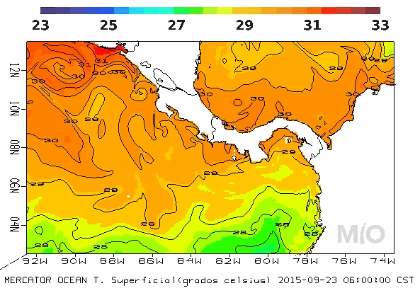 Pronóstico Regional (Costa Rica) de Temperatura Superficial del Mar Válido del Jueves 17 al Miércoles 23 de Septiembre de 2015 Comentarios Generales: Caribe de Costa Rica: Se muestran aguas cálidas
