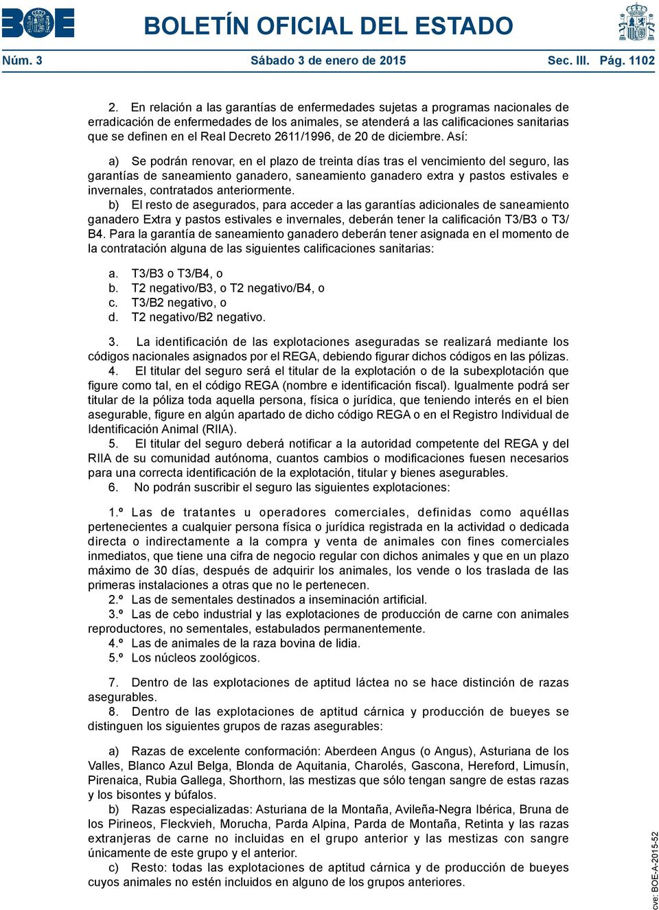 Decreto 2611/1996, de 20 de diciembre.