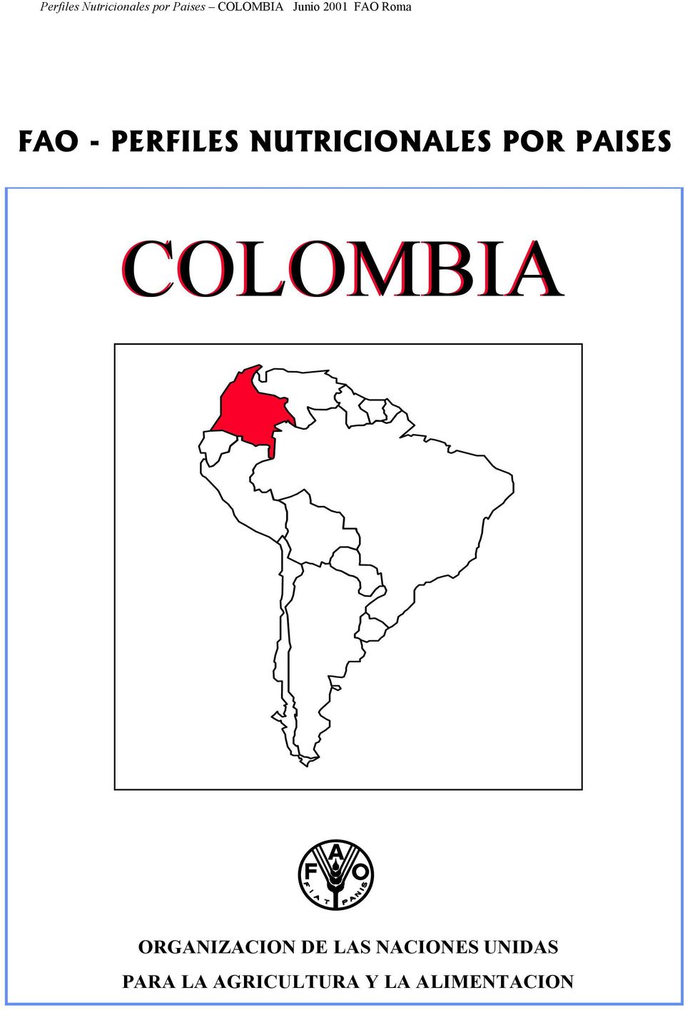 COLOMBIA ORGANIZACION FOOD AND AGRICULTURE DE LAS NACIONES