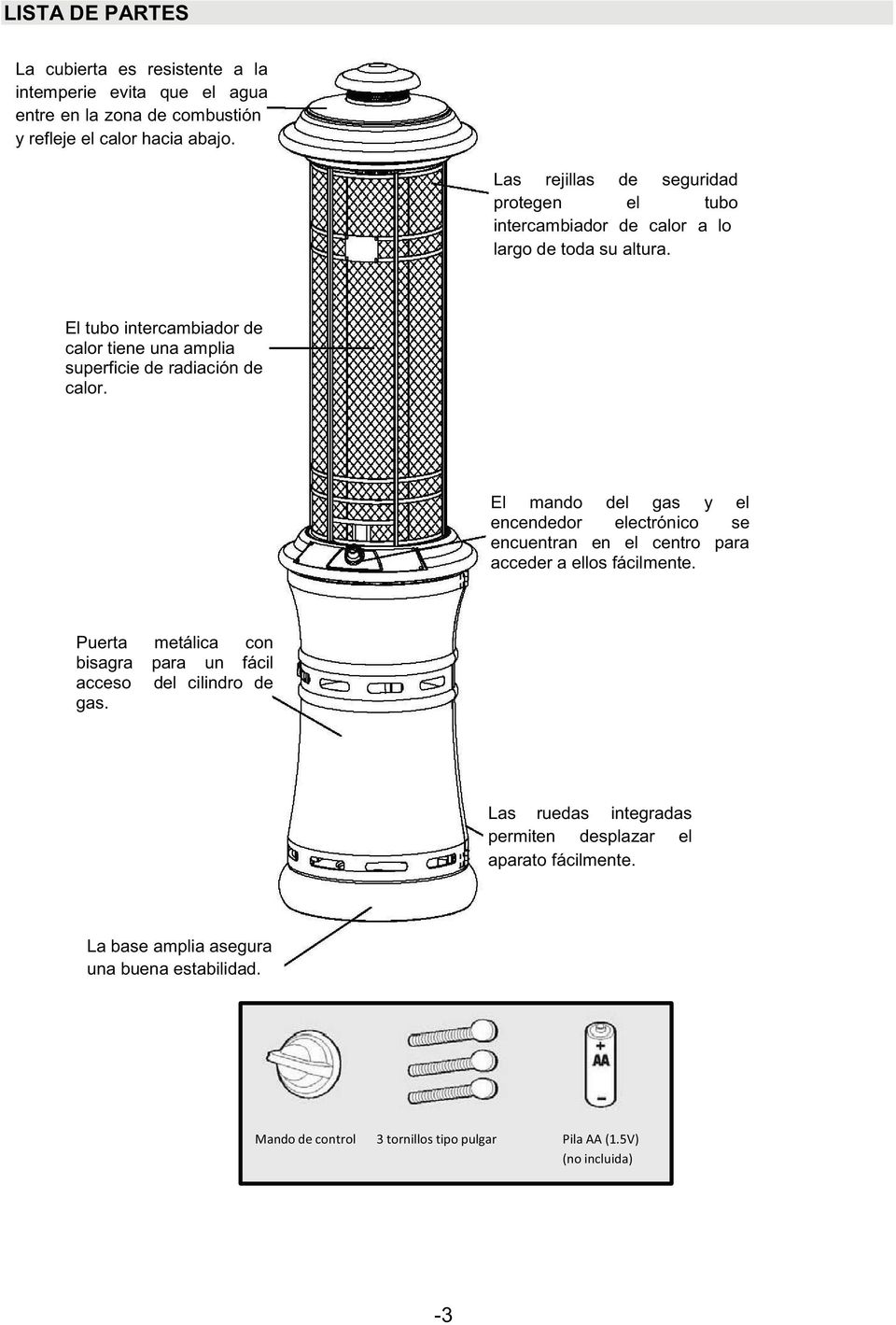 El tubo intercambiador de calor tiene una amplia superficie de radiación de calor.