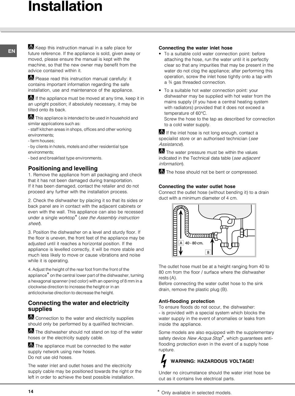 Please read this instruction manual carefully: it contains important information regarding the safe installation, use and maintenance of the appliance.