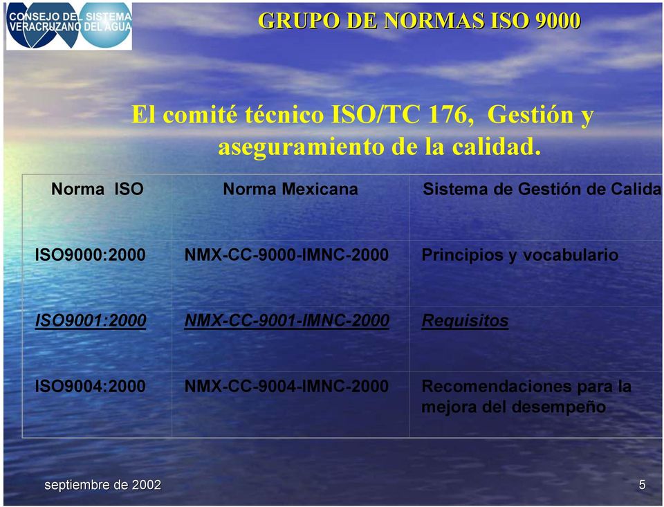 Norma ISO Norma Mexicana Sistema de Gestión de Calidad ISO9000:2000