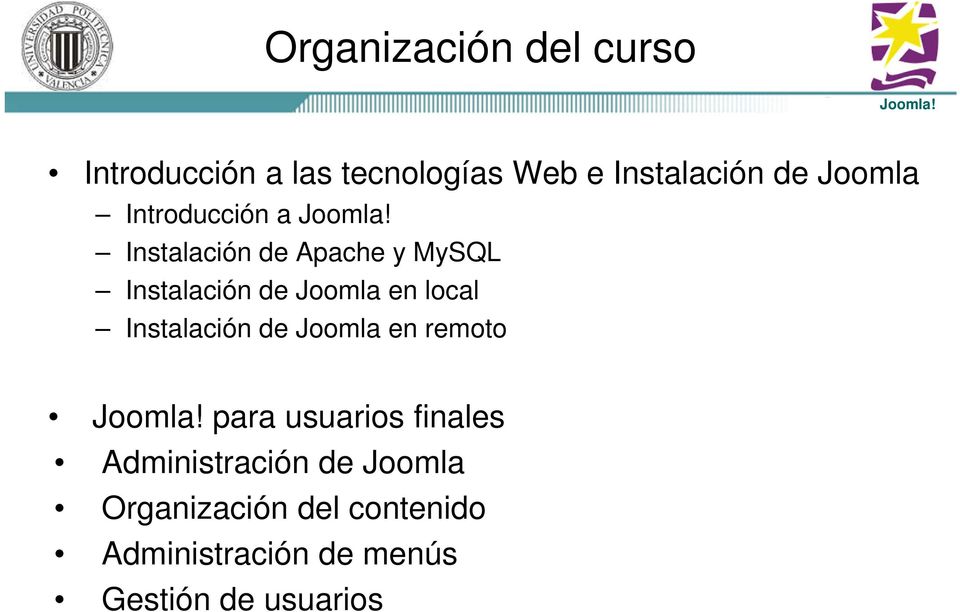 local Instalación de Joomla en remoto para usuarios finales Administración