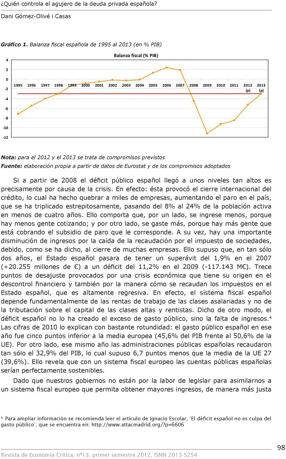 Nota: para el 2012 y el 2013 se trata de compromisos previstos Fuente: elaboración propia a partir de datos de Eurostat y de los compromisos adoptados Si a partir de 2008 el déficit público español